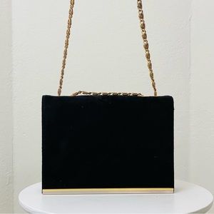Vintage Black Suede Susan Gail Chain Clutch